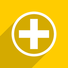 Fototapeta premium yellow flat design plus modern web icon for mobile app and internet