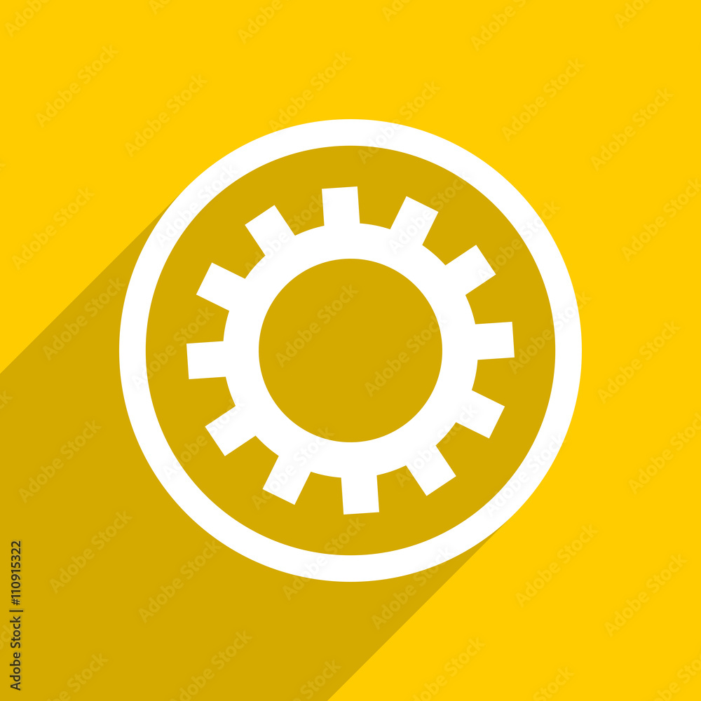 Poster yellow flat design gear modern web icon for mobile app and internet