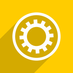 yellow flat design gear modern web icon for mobile app and internet