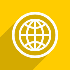 yellow flat design earth modern web icon for mobile app and internet