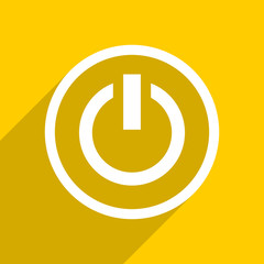 yellow flat design power modern web icon for mobile app and internet