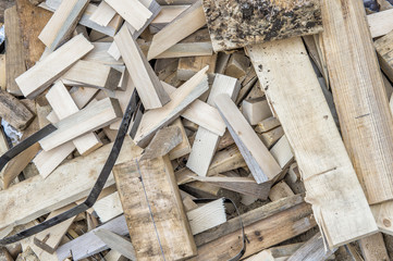 scrap wood pile from construction site