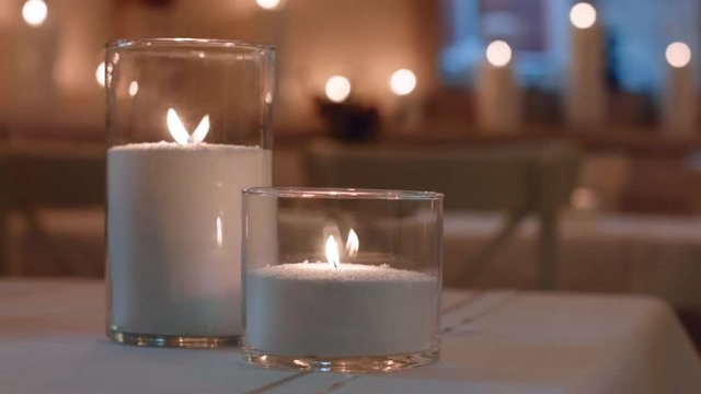 Decorative candles on table