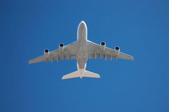 Airbus A380 flying in sky