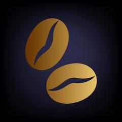 Koffe grains. Golden style icon