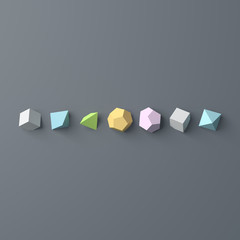Polygon background. Flat lay, top view. 3D image