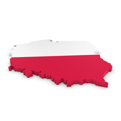 3D Illustration Map Outline of Poland with the Polish Flag