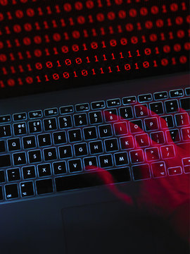 Computer hacker at work