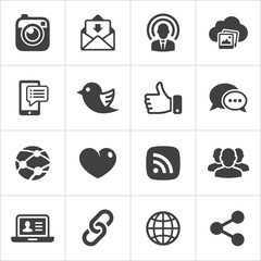 Trendy social network icons set Vector