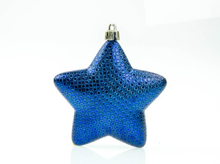 Blue Christmas star  a white background