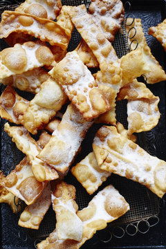 Still life with tray of Italian crostoli