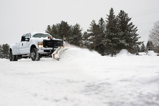 Truck clearing snow