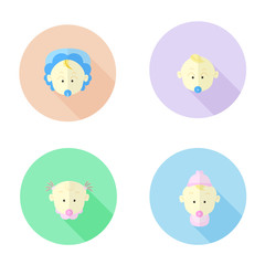 Flat Icon Face of baby style vector