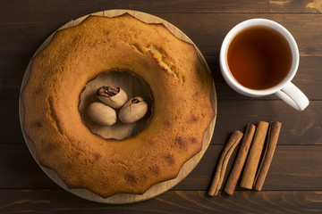 Sweet lush cupcake with tea