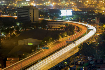 Fototapeta na wymiar Highway or tollway in Bangkok at night.
