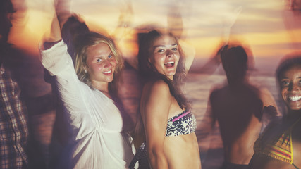 Party Beach Summer Friends Together Fun Concept