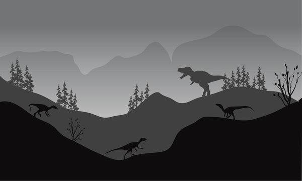 Silhouette of eotaptor and T-Rex