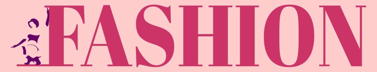 Sexy woman silhouette, underwear fashion. Fashion text