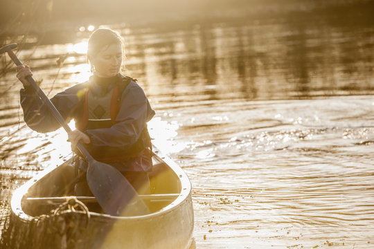 Woman canoeing