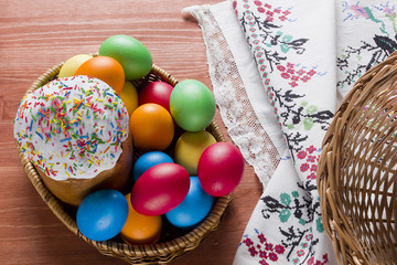 Easter cakes and colored eggs