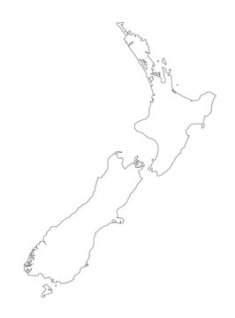 New Zealand Black Outline Map