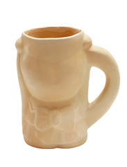 cup on a white background ,handmade pottery, for tea, coffee