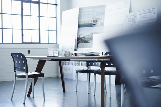 Empty conference table in office