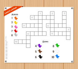 Crossword, education game for children about colors.