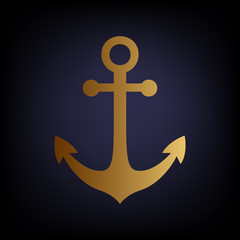 Anchor sign. Golden style icon