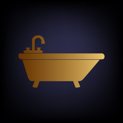 Bathtub sign. Golden style icon