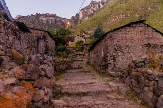 Tapay village in mountains over Colca canyon, Peru