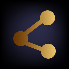 Share sign. Golden style icon