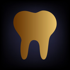 Tooth sign. Golden style icon