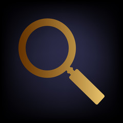 Zoom sign. Golden style icon