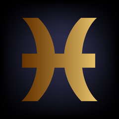 Pisces sign. Golden style icon