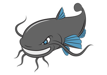 cartoon catfish, vector