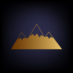 Mountain sign. Golden style icon