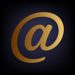 Mail sign. Golden style icon