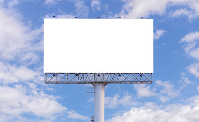 Blank billboard ready for new advertisement with blue sky backgr