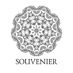 Monogram design. Vector floral outline frame or border