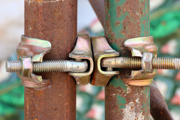 Construction clamp, detail of a scaffolding joint