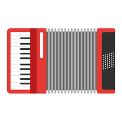Classic red accordion icon. Musiacal instrument. Flat style vector illustration