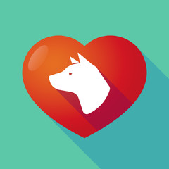 Long shadow red heart with  a dog head