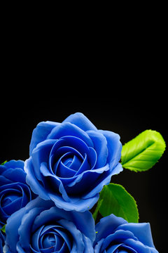 Blue rose flower on black background, made from clay Stock Photo | Adobe  Stock