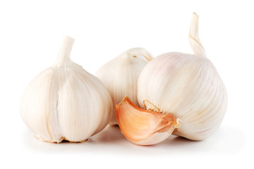 Garlic herb ingredient isolated white background