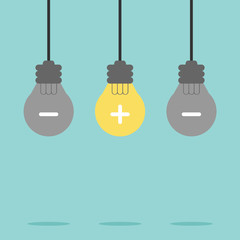 Naklejka premium Light bulb idea. Light bulb glowing. Energy saving. Flat design for business financial marketing banking advertising commercial event minimal concept cartoon illustration.