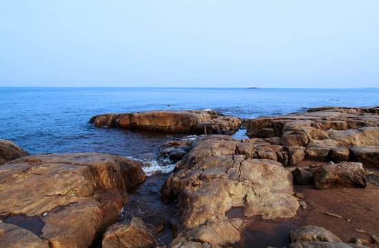 Rocky granite coastline along Finland coast