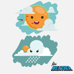 Cute weather icon. Sunny and rainy - vector