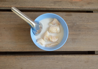 Banana in Coconut Milk. dessert of asian, Thailand.  (Selective focus)
