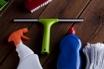 Cleaning products, home work colorful theme